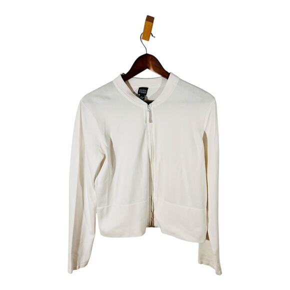 Eileen Fisher White Cropped Jacket Medium Minimalist Modern - Picture 3 of 11